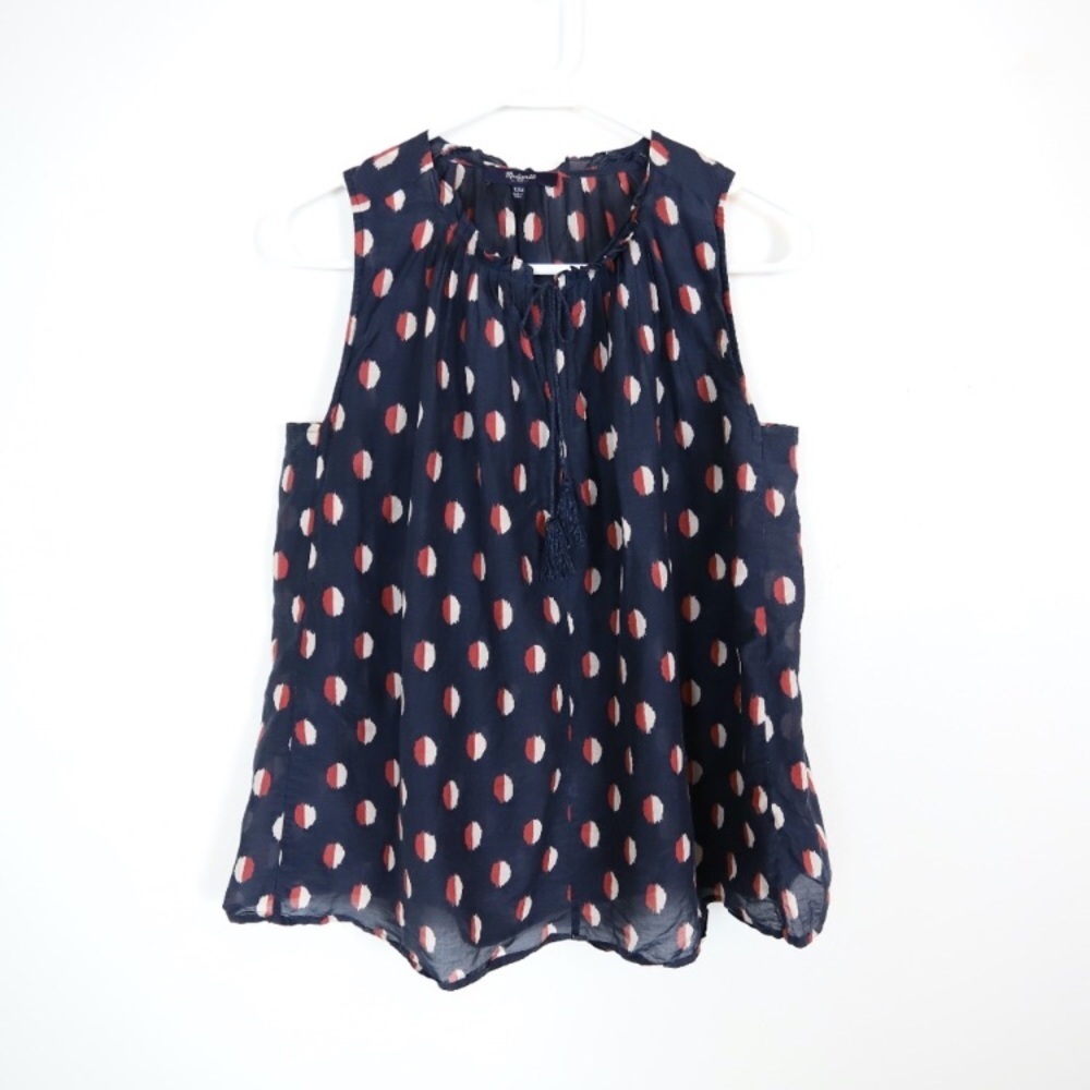 Madewell Sleeveless Tie Neck Top Silk/Cotton Blend